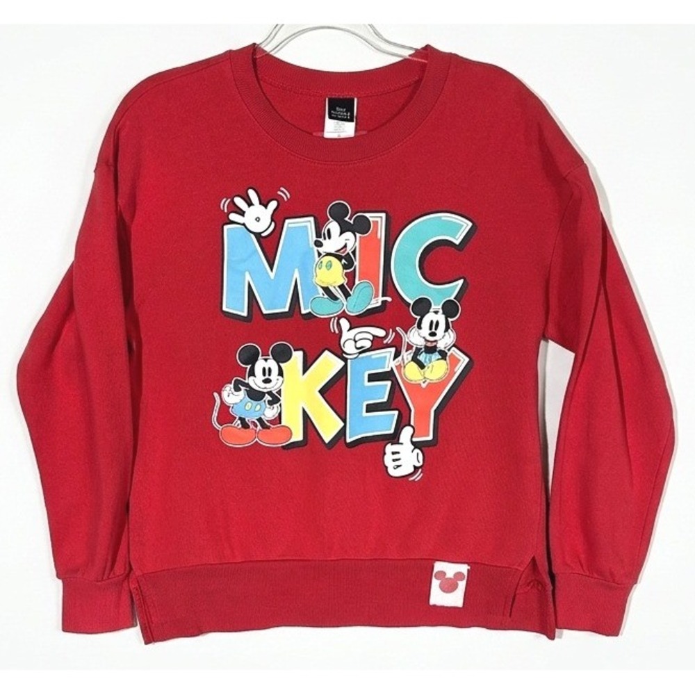 Disney Mickey Mouse Graphic Sweatshirt Red Juniors Small JT24748 Pullover